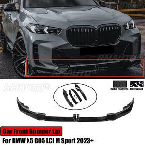 For BMW X5 G05 LCI M Sport 2023+ <b>Car</b> Front Bumper Lip <b>Diffuser</b> Splitter Spoiler Bodykit Accessory Carbon Fiber Look Glossy Black - Product Image 1