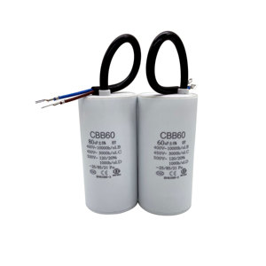 ตัวเก็บประจุสำหรับมอเตอร์ CBB60 <span class=keywords><strong>60</strong></span>/80uF 450VAC พร้อมสายเคเบิล |   สำหรับเครื่องอัดอากาศและปั๊มน้ำ - Product Image 3