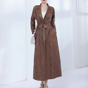 Abrigo Floral plisado Miyake con patrón de encaje Balt Personalizar Abaya Luxuiry Large <span class=keywords><strong>Max</strong></span> Chaqueta larga elegante de cuello ancho para mujer - Product Image 1