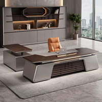 Bureau de direction minimaliste moderne en forme de L avec piétement, table de patron, mobilier de bureau haut de gamme pour PDG et managers