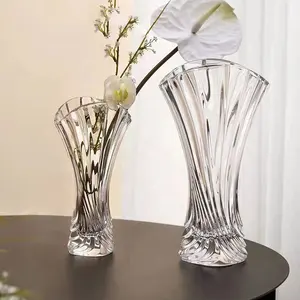 Toptan ucuz kristal silindir küçük tek çiçek cam vazolar ev dekorasyon için