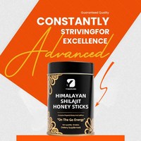 Bâtonnets de Shilajit de l'Himalaya OEM, Miel Naturel, Safran, 85 Oligo-éléments, 75%+ Acide Fulvique pour l'Énergie et le Soutien Immunitaire, Produits Apicoles