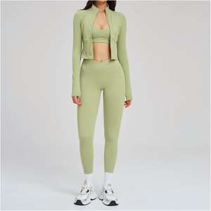 Ensembles <span class=keywords><strong>de</strong></span> sport personnalisés sur mesure pour femmes, avec fermeture éclair, abordables, <span class=keywords><strong>de</strong></span> qualité supérieure, style corset élastique, pour le yoga - Product Image 6