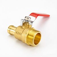 Robinet à bille professionnel en laiton forgé avec filetage externe et connecteur de tuyau nervuré, poignée rouge pour installation de pipeline industriel