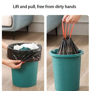 Sacs poubelles en plastique épais à cordon de serrage de 40 à 50 gallons (110 litres) - Sacs poubelles noirs à cordon de serrage en rouleau - Product Image 4