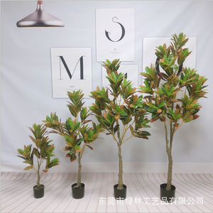Hojas de Planta Artificial de Croton <span class=keywords><strong>Codiaeum</strong></span> Variegatum de Plástico PU Ecológico JingRui de Alta Calidad, Árbol al por Mayor de 60-180 cm para el Hogar - Product Image 1