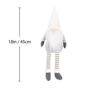 White <b>Knit</b> Hat Christmas Gnome Plush Dangling Long Leg Doll with Grey <b>Boots</b> for Living Room Bookshelf Ledge Decor Bulk - Product Image 2