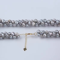 Ensemble collier et bracelet en perles de style baroque couleur gris, bijoux fantaisie en gros, chaîne en argent 925 plaqué or