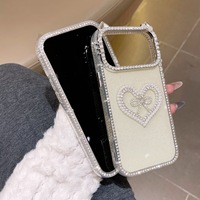 Coque de luxe antichoc avec oreilles de chat, strass, perles et cœur pour iPhone 17 16 15 Pro Max, protection 3D avec nœud et diamants scintillants