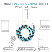 Câble USB-C 4-en-1 anti-emmêlement avec perles turquoise – Accessoires électroniques