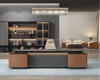 Bureau de direction moderne de luxe, nouveau design, éclairage LED, mobilier de bureau durable, fonctionnalités convertibles