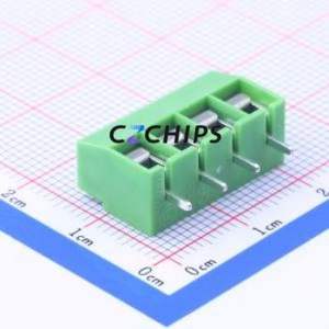PA001-4P Screw Terminal Block Through hole Component (THT),P=5mm Connector ( Construction: 1x4P )( Pitch: 5mm )( Color: Green ) - Product Image 2