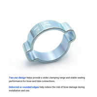 Colliers de serrage pour tuyaux à sertir plaqués, en acier inoxydable 304, Double oreille, colliers de serrage, tailles 11 à 13