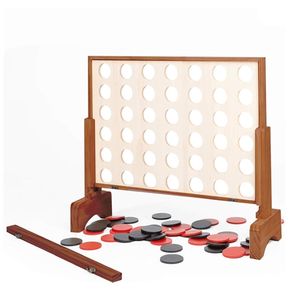 Juego de viaje para fiestas al aire libre, juego de mesa Drop Four Connect, juego gigante de madera 4 en fila con bolsa de monedas y reglas - Product Image 1
