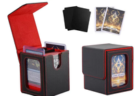 Étui vertical en cuir PU pour cartes TCG, design à double fenêtre, capacité de rangement de plus de 100 cartes pour jeux de société