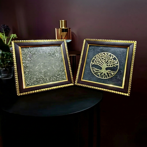 Marco de Cristal con Tortuga y Árbol de la Vida de Pirita Premium al por Mayor, Decoración para el Hogar, Regalo Artesanal - Product Image 1