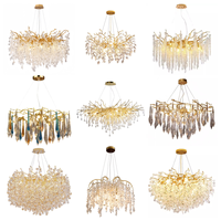 Lampe moderne en cristal, lustre élégant en forme de branche en cristal pour le salon et la salle à manger