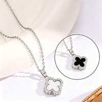 Collier trèfle à quatre feuilles en cuivre plaqué or 18 carats, onyx noir, coquille blanche, étanche, pendentif de luxe en zircon cubique, bijoux pour femme 2026