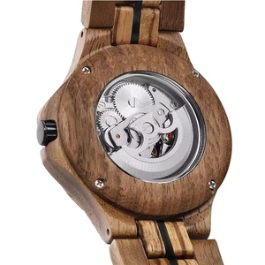 Luxury Men's Stainless Steel Mechanical Wood <b>Watch</b> <b>Automatic</b> <b>Custom</b> <b>Logo</b> Hollow Analog Design Factory Best Quality OEM Shanghai - Product Image 6