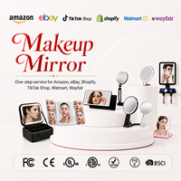Trousse de Maquillage Grande Taille en PU Écologique MLG Personnalisée avec Miroir LED et Lumière Intégrée, Organisateur de Voyage Réglable en 3 Couleurs
