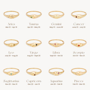 Vendita calda 18K oro placcato dolce segno zodiacale Birthstone anello zircone in acciaio inox Non appannamento donne anelli d'oro - Product Image 5