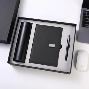 Set hadiah 3 in 1 Bisnis Trendi Digital, notebook cup vakum dengan pena USB untuk hadiah Natal ulang tahun Valentine
