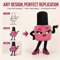 Peluche personnalisée Sassy Nail Polish, OEM ODM, jouet en peluche haute fidélité, breloque maquillage, cadeau, solutions de marque d'élite, plus mascotte