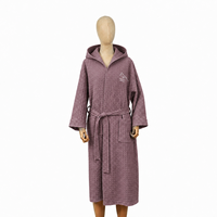 Peignoir de spa confortable avec capuche pour femme, doux pour la peau, long, idéal pour l'hôtellerie et toutes les saisons