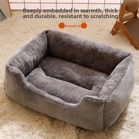 Coussin pour chat et chien en tissu épais uni, chaud pour l'hiver, adapté à toutes les saisons, lavable, résistant aux morsures, de forme carrée, anti-froid