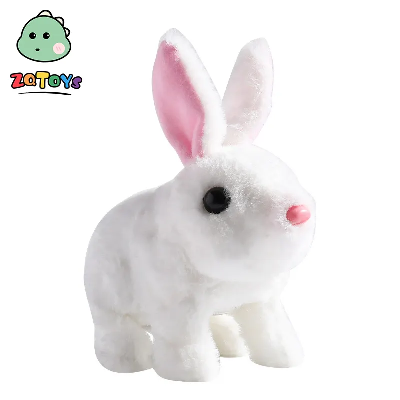 Zhiqu Toys Simulation rabbit doll electric will walk plush cute pet animal toy girl baby children's birthday gift