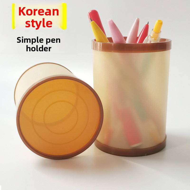 ที่ใส่ปากกาแบบเรียบง่ายพร้อมฝาสีน้ำตาล