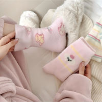 Chaussettes douillettes roses pour femmes, chaussettes d'hiver épaisses et rembourrées, écologiques, pour un usage quotidien, ensemble cadeau en peluche Kawaii, 3 paires