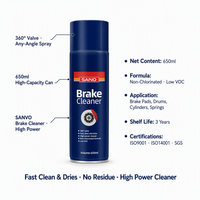 Limpiador de Frenos SANVO en Aerosol, Certificado ISO, 650 ml, Limpiador de Frenos Sin Cloro, Bajo en COV, Limpiador de Frenos para Automóviles OEM