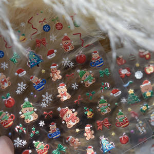 TSZS Navidad 3D Nail Art Stickers Navidad oso de peluche copo de nieve y diseños de lazo para DIY vacaciones manicura pegatina <span class=keywords><strong>uñas</strong></span> al por mayor - Product Image 1