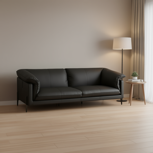 Divanetti in pelle a grana nera Tadi per divani da salotto - Product Image 2