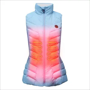 Sky Blue Ski Riding Electric Heater Vest USB-Powered Winter Outer Wear with Zipper Polyester Filling Logo Pattern for Momen