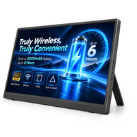 Moniteur portable sans fil 15,6 pouces 1080P avec batterie 4000 mAh, écran secondaire ultra-fin pour ordinateur portable, bureau et voyage