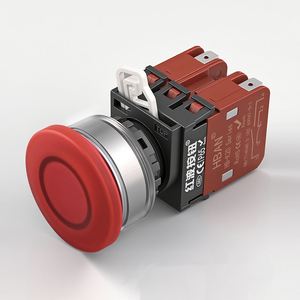 HBAN 10A 30mm Personalizable 1NO1NC Interruptor de botón pulsador de plástico ABS Momentáneo/Fijo con cabezal tipo hongo IP65 Electrónico - Product Image 2