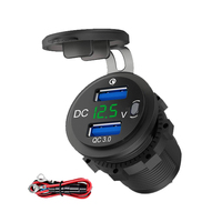Chargeur USB étanche à double port, fonctionnement facile, double QC3.0, charge rapide, chargeur de batterie de voiture avec écran et boutons