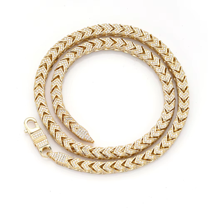 Cadena <span class=keywords><strong>Franco</strong></span> de 6mm con Zirconias Engastadas, Chapada en Rodio y Oro de 18K, Estilo Hiphop, para Hombre - Product Image 1