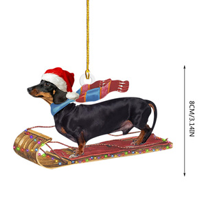 Ornements de Noël en forme de teckel, décorations suspendues en acrylique pour arbre, pendentif chien pour la voiture et la décoration de la maison - Product Image 3
