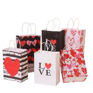 Customized LOVE Printed Valentines Day <b>Paper</b> Gift Bag Packaging Handle Bags Birthday Kraft <b>Paper</b> <b>Packing</b> Bags <b>for</b> Girlfriend - Product Image 1