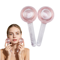 Soins de beauté globes de glace faciaux scintillants d'or rose Magic gel non-freeze massage cooling gel globes de glace pour le visage