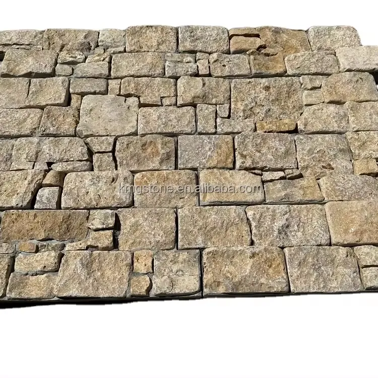 Azulejo de piedra caliza beige Jura natural Revestimiento de pared exterior de diseño moderno con acabado de superficie dividida certificado CE