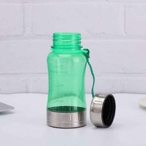 Green Plastic Water <b>Bottle</b> With Screw-On Cap And Rope For Outdoor Hiking Camping Use Bpa Free Modern Design - Product Image 1