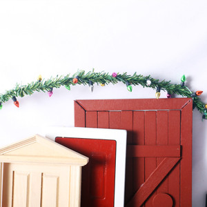 1:12 maison de poupée Mini rotin guirlandes lumineuses jouet décoration de <span class=keywords><strong>porte</strong></span> de noël bjd accessoires de maison de poupée - Product Image 5