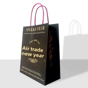 OEM Logo Brown Kraft Paper <b>Bag</b> with Patch Handle Offset Printing Pizza Sushi Salad Takeout Recyclable Restaurant - Product Image 2