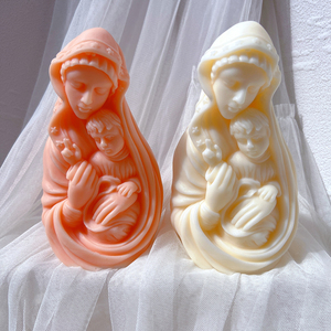 Moule à bougie en Silicone, Statue de la vierge marie et du bébé, 1 pièce, figurine d'enfant, motif d'art catholique - Product Image 2
