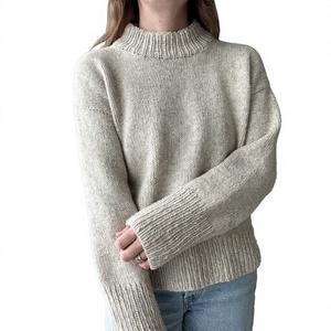 Haute Qualité Logo Personnalisé Tissu Épaule À Manches Longues Varsity Stripes Ras Du Cou Surdimensionné Tricoté Femmes Sweat De BD - Product Image 2