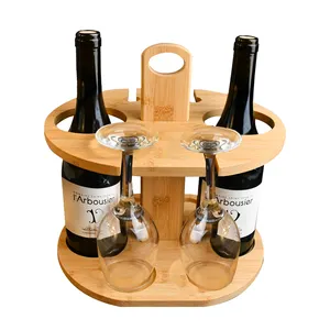 किसी भी रसोई के लिए थोक आधुनिक लकड़ी का काउंटरटॉप वाइन और ग्लास रैक बांस कप धारक